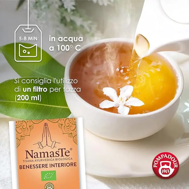 Namaste Pompadour Organic Ayurvedic Bio Bunastare Interioara 15 x 1,8 g Bax 6 buc.